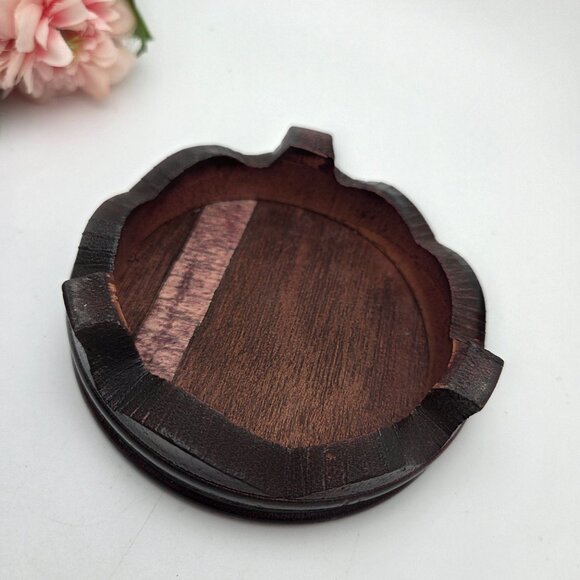 Vintage Globe Wood Vase with Base Mango Accents - Picture 10 of 16